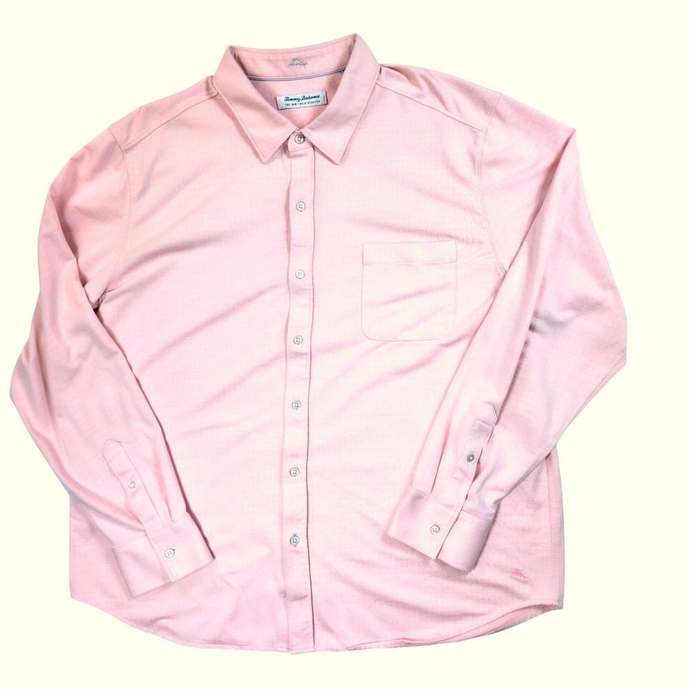 Tommy Bahama IslandZone San Lucio Stretch Pink Micro Dot Shirt XXL Men Long Slve - Picture 6 of 9